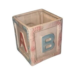 Rubens Ceramic Baby Block Planter ABC Lamb Nursery Decor Vintage